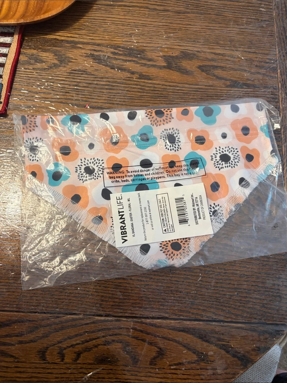 Vibrant Peach, Teal & Black Floral Bandana Bib - Snap Closure